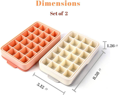 SOULCHEF 2 PACK Silicone Ice Cube Tray, 24 Ice Molds Easy-Release Flexible Ice Maker with Removable Lid, for Whiskey Wine Cocktails Juice Soups - Pink & Gray, Christmas Gifts