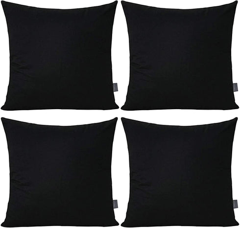 4-Pack 100% Cotton Comfortable Solid Decorative Throw Pillow Case Square Cushion Cover Pillowcase Sublimation Blank Pillow Covers(Cover Only,No Insert) (26x26 inch/ 66x66cm, Black)