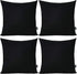 4-Pack 100% Cotton Comfortable Solid Decorative Throw Pillow Case Square Cushion Cover Pillowcase Sublimation Blank Pillow Covers(Cover Only,No Insert) (26x26 inch/ 66x66cm, Black)