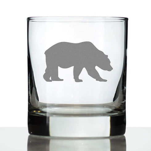Bear Whiskey Rocks Glass - Cabin Themed Gifts or Rustic Decor for Men and Women - Fun Whisky Drinking Tumbler - 10.25 oz