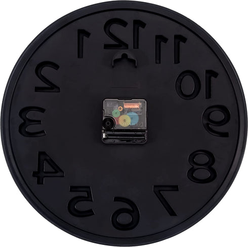 Lumuasky Large Black Wall Clock, 12 Inch Silent Non-Ticking Battery Operated Modern 3D Numbers Round Analog Decorative Clock for Living Room Bedroom Kitchen Home Office School
