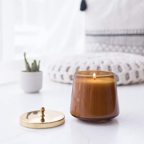 LA JOLIE MUSE Spicy Amber Scented Candle, Christmas Candle, Holiday Candle Gifts, Natural Soy Candle for Home Scented, 75 Hours Long Burning, Glass Jar Candle