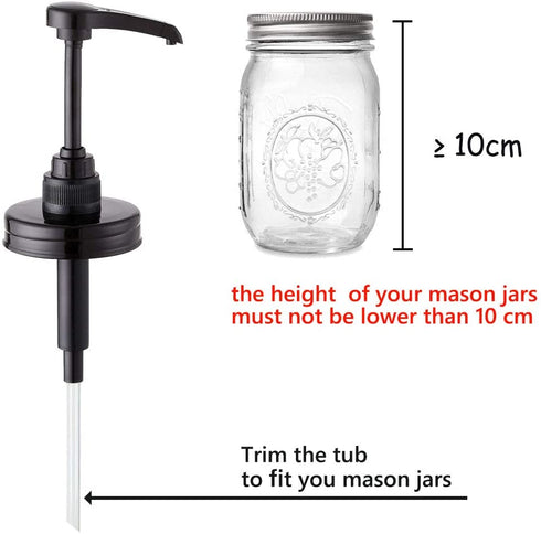 Mason Jar Syrup & Honey Dispenser Pump Lids, Rust Proof, Plastic Dispenser Lid for 16 oz Regular Mouth Mason Jars Kitchen and Table Decor - 2 Pack