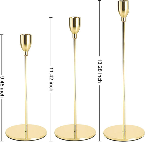 Taper Candle Holders Gold Table Decorative Candlestick Holder for Wedding Dinning Party Candle Holders for Taper Candles Metal Candle Stand,Fits 3/4 Inch Slim Candles & Led Candles (Gold)