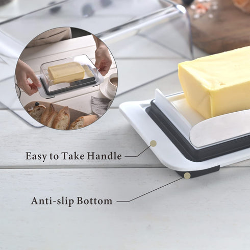 Butter Dish with Lid and Knife for Countertop and Refrigerator, Well Sealed to Keep Butter Fresh, Easy to Scoop up, Easy to Scrape, Dishwasher Safe, Plastic Butter Keeper Tray - by KITCHENDAO