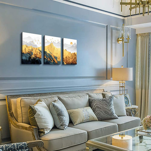 golden mountain abstract Wall Art for Bedroom Canvas Prints abstract Landscape painting Artwork Bathroom Wall Décor Abstract Pictures Home wall Decorations for Living Room Office kitchen Decoration