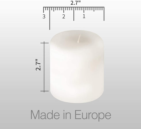 Pillar Candles - 3x3 inch | 25 Hours Burning, 6 Count - White Unscented Smokeless European Pillar Candles - Perfect for Wedding, Parties, Spas, Home Gatherings and Dinner