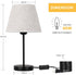 RZChome Table Lamps Set of 2, Modern Bedroom Nightstand Lamps with ON-OFF Switch and Plug in for Bedroom,Living Room,Office,Kids Room,Girls Room,Black Finish