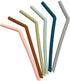 Simka Rose Reusable Silicone Straw - Thick, Wide and Flexible - Perfect for Smoothie or Coffee Tumbler - Multicolor - Set of 6 (Bent 10 Inch)