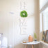 Flexzion Rustic Wooden Wall Hanging Home Decor Sign, Cutout Block Letters Weathered Wood with Plant Leaf Flower Circle Ring Wreath, Pediment Alphabets Plaques for House Decoration, White