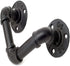 Industrial Bathroom Accessories Set. Toilet Paper Holder with Dark Wood Shelf, Hand Towel Holder, and Towel Hooks for Bathroom Wall Mounted. Black Farmhouse Bathroom Decor and Restroom Decor