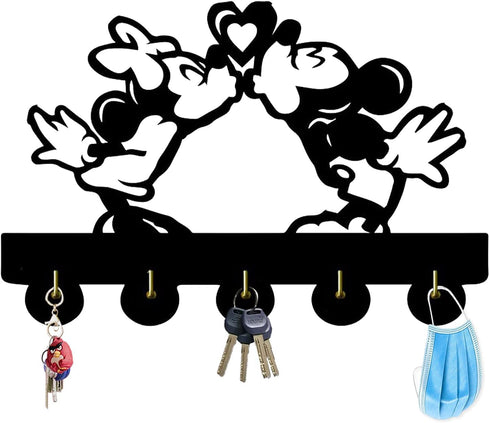Mickey and Minnie's Love Theme Wall Decor Hooks Customize Household Door Decor Hooks Multi-Function Wall Coat Bags Clothes Hook Keys Holder