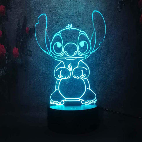 Yan-tech Cute Cartoon lilo Stitch 3D Visual Night Light 16 Colors Remote Control Touch Sensor USB Base Charge AA Battery Powered Baby Room Bedroom Table Light Kids Christmas Gift Deco