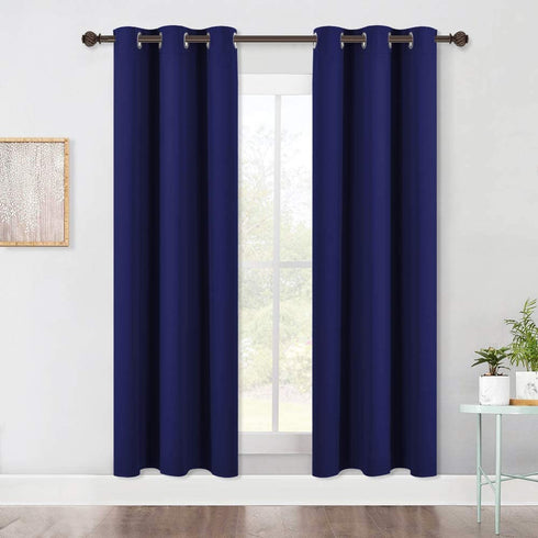 NICETOWN Living Room Blackout Draperies Curtains, Window Treatment Energy Saving Thermal Insulated Solid Grommet Blackout Draperies/Drapes (1 Pair, 42 by 72-Inch, Navy Blue)