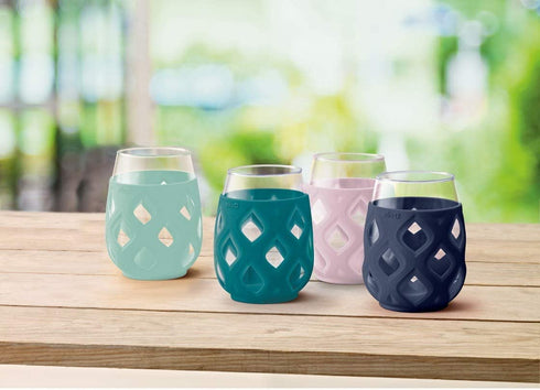 Ello Cru Stemless Wine Glass Set with Silicone Sleeves