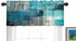 CNNLUG Turquoise Blue Grey Abstract Kitchen Window Treatment Valances,Semi-Decorative Curtains,Used for Bathroom,Living Room and Dining Room Theme Decoration,Curtain 52X18 Inches 2 Pack
