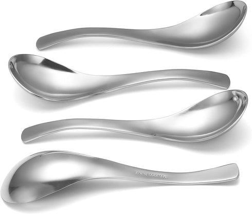 HIWARE Thick Heavy-weight Soup Spoons, High Grade Stainless Steel Soup Spoons, Table Spoons, Set of 6