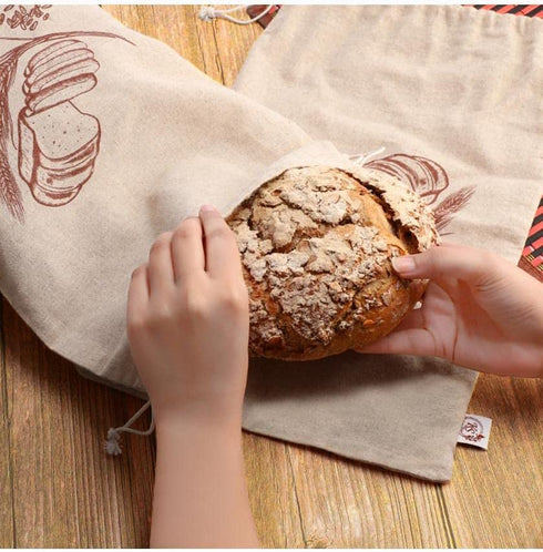 K&S Easy Shop Bread Bags for Homemade Bread Pack of 6 Linen Bread Bag for Bread, Vegetables, Fresh Bread Storage & Baguettes Storage 3 Small & 3 Large Bread Storage Bags Reusable Canvas Bags