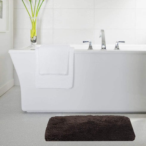 Walensee Bath Rug for Bathroom Non Slip Bathroom Mat (20 x 32, Brown) Water Absorbent Soft Microfiber Shaggy Bathroom Rug Machine Washable Bath Mat for Bathroom Thick Plush Shower Mat