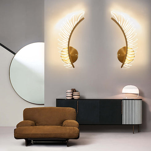 Modern Acrylic Hard Wired Wall lamp, Elegant Wall lamp with Brass Base, Suitable for TV Wall, Bedroom Bedside and Various Commercial Shop environments (2 Pieces)