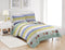 3-Piece Girls Floral Heart-Shaped Striped Quilt Set Twin with Shams,Blue Yellow White Stripe Daisy Flowers Bedspread Coverlet Bedding Set Lightweight Blanket Bed Cover for All Seasons (Blue,Twin)