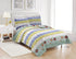 3-Piece Girls Floral Heart-Shaped Striped Quilt Set Twin with Shams,Blue Yellow White Stripe Daisy Flowers Bedspread Coverlet Bedding Set Lightweight Blanket Bed Cover for All Seasons (Blue,Twin)