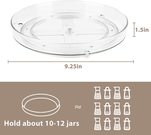 Empaxum 2 Pack Lazy Susan Cabinet Organizer 9" Clear Plastic Turntable Organizer Rotating Spice Rack Kitchen Storage Cosmetic Makeup Organizers for Pantry, Countertop, Fridge, Shelf, Vanity, Bathroom