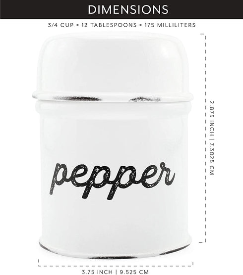 AuldHome Salt and Pepper Shaker Set; Rustic White Enamelware Retro Vintage Style Shaker Set