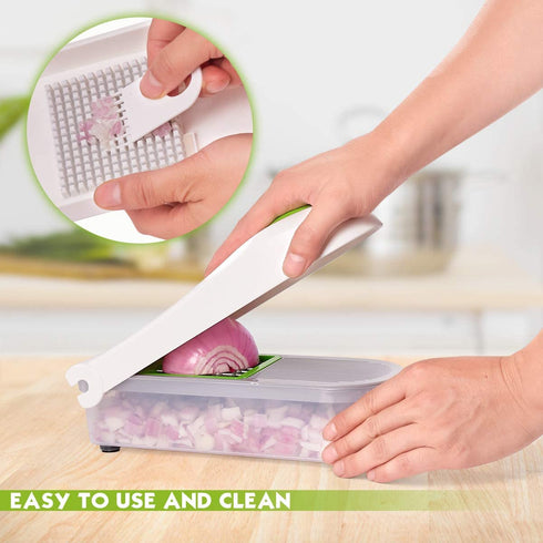 LISA ENJOYMENT Vegetable Chopper Onion Chopper with Container Vegetable Slicer Cutter Grater for Cheese, Chocolate and Ginger Pro Food Chopper with 5 Blades
