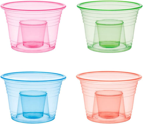 Party Essentials Disposable Soft Plastic Bomber Cups, Jager Bomb Shot Glasses, 3 Oz., 50 Count, Assorted Neon