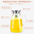 DYKL Glass Pitcher-Pitcher With lid 68 Ounces, 18/8 Stainless Steel Drip-Free Water Pitcher With Lid, Heat Resistant Borosilicate Glass Water Pitcher for Deposit, Juice Milk Cold or Hot Beverages.