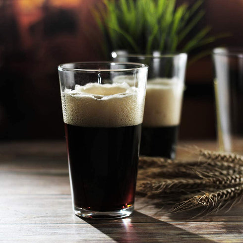 LUXU Classic Beer Pint Glasses(16 oz),Premium Pub Beer Glasses with Thick Base,Versatile Cocktail Shaker Beer Glass,Clear Glass Bar Tumblers Cocktail Mixing Glass for Cold Beverages, Soda, Water(4Pcs)