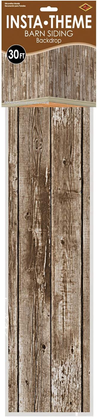 Beistle Western Barn Siding Backdrop for Farm Theme Birthday Party Supplies Wedding Photo Booth Props Barnyard Baby Shower Photography Background, Multicoloured