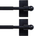 H.VERSAILTEX 2 Pack Magnetic Curtain Rods for Metal Doors Top and Bottom Multi-Use Adjustable Appliances for Iron and Steel Place, Petite Ball Ends, 16 to 28 Inch, 1/2 Inch Diameter, Black