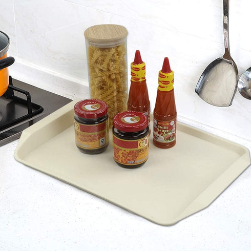 Ramddy Plastic Fast Food Trays for Eating, 4 Packs(Grey and Beige)