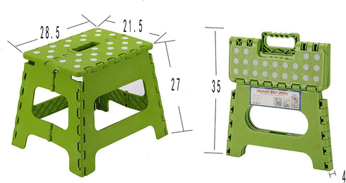 Folding Step Stool - 11 inches high - Lightweight, Sturdy, Secure, Carry Handle, Easy to Open, Suitable for Kitchen, Bathroom, Bedroom, Outdoor Camping and Fishing