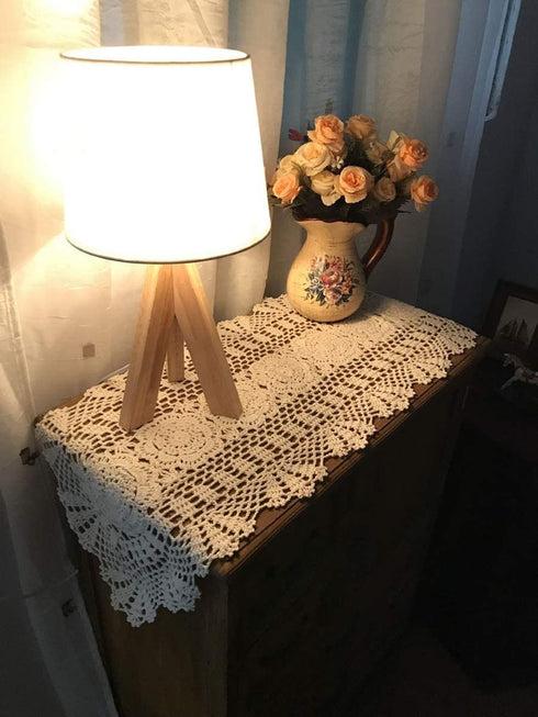 Damanni Oval Cotton Handmade Crochet Lace Table Runner Doilies Table Dresser Scarf Décor,12 Inch by 51 Inch?Beige