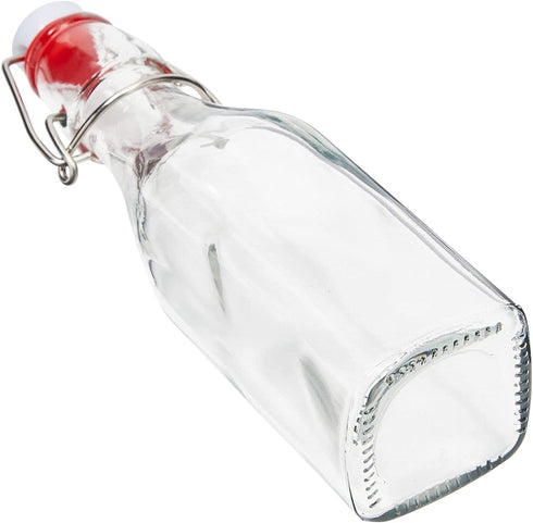 8 oz Swing Top Glass Bottles with Stoppers for Juicing, Vanilla, Sauces, Oils (6 Pack plus Cleaning Brush)