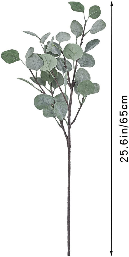 Artificial Eucalyptus Stems Leaves 6 Pcs Straight Silver Dollar Eucalyptus Leaf Silk Greenery Bushes Plastic Plants Floral Faux Greenery Stems for Party Wedding Home Decor(Grey Green)