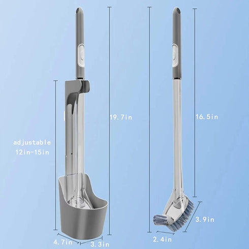 Toilet Bowl Brush and Holder Set, Bathroom Toilet Cleaner Brush with Soap Dispenser,Refillable Toilet Brush Holder with Liquid Dispenser (Grey)