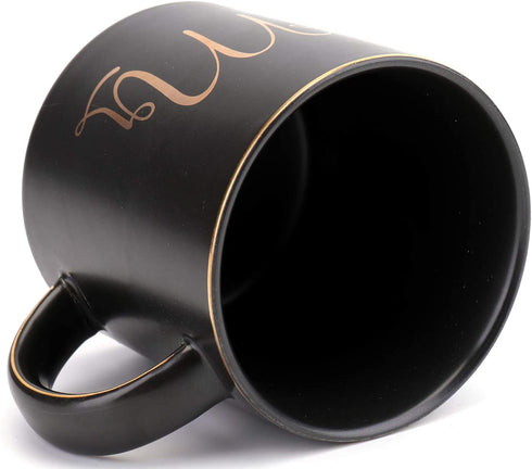 Yesland 12 oz Mr and Mrs Mug, Ceramic Coffee Mug for the Couple, Ideal Gift for Engagement, Anniversary, His and Hers, Bride and Groom, Valentines and Christmas Gifts - Set of 2 (Black & White)