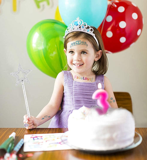 50 Pcs Princess Pretend Jewelry Toy Princess Crowns Wands Rings Princess Dress Up for Girl Princess Party Supplies