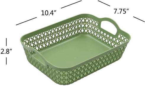 Yesdate Plastic Storage Basket Tray, Desktop Basket Tray, 6 Packs (3 Green, 3 White), F