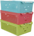Ggbin Plastic Storage Basket with Handles, Set of 3, 12" L x 8" W x 4" H