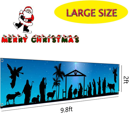 Manger Scene Religious Christmas Yard Signs-Holy Nativity Christmas Banner Large Xmas Yard Sign for Religious Christmas Decoration