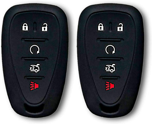 Autobase Silicone Key Fob Cover for Chevy Malibu Camaro Trax Traverse Trailblazer Sonic Blazer Cruze Volt Equinox Spark | Car Accessory for Chevrolet | Key Protection Case 2 Pcs (Black)