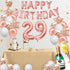 Fancypartyshop 29th Birthday Decorations - Rose Gold Happy Birthday Banner and Sash with Number 29 Balloons Latex Confetti balloons Ideal for Girl and Women 29 Years Old Birthday Rose Gold