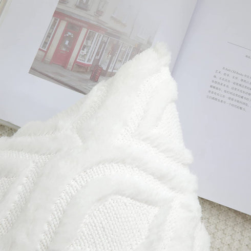 decorUhome Cream White Throw Pillow Covers 20x20 Inches Set of 2 Soft Fluffy Decorative Pillow Cases for Couch Bed Sofa