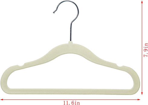 Amazon Basics Kids Velvet, Non-Slip Clothes Hangers, Beige - Pack of 50