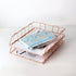 Letter Trays Stacking Supports , Stackable Paper Tray Mesh Collection,Desk File Organizer,Wide Desk File Document for School Home Office Supplies (Rose-Gold)